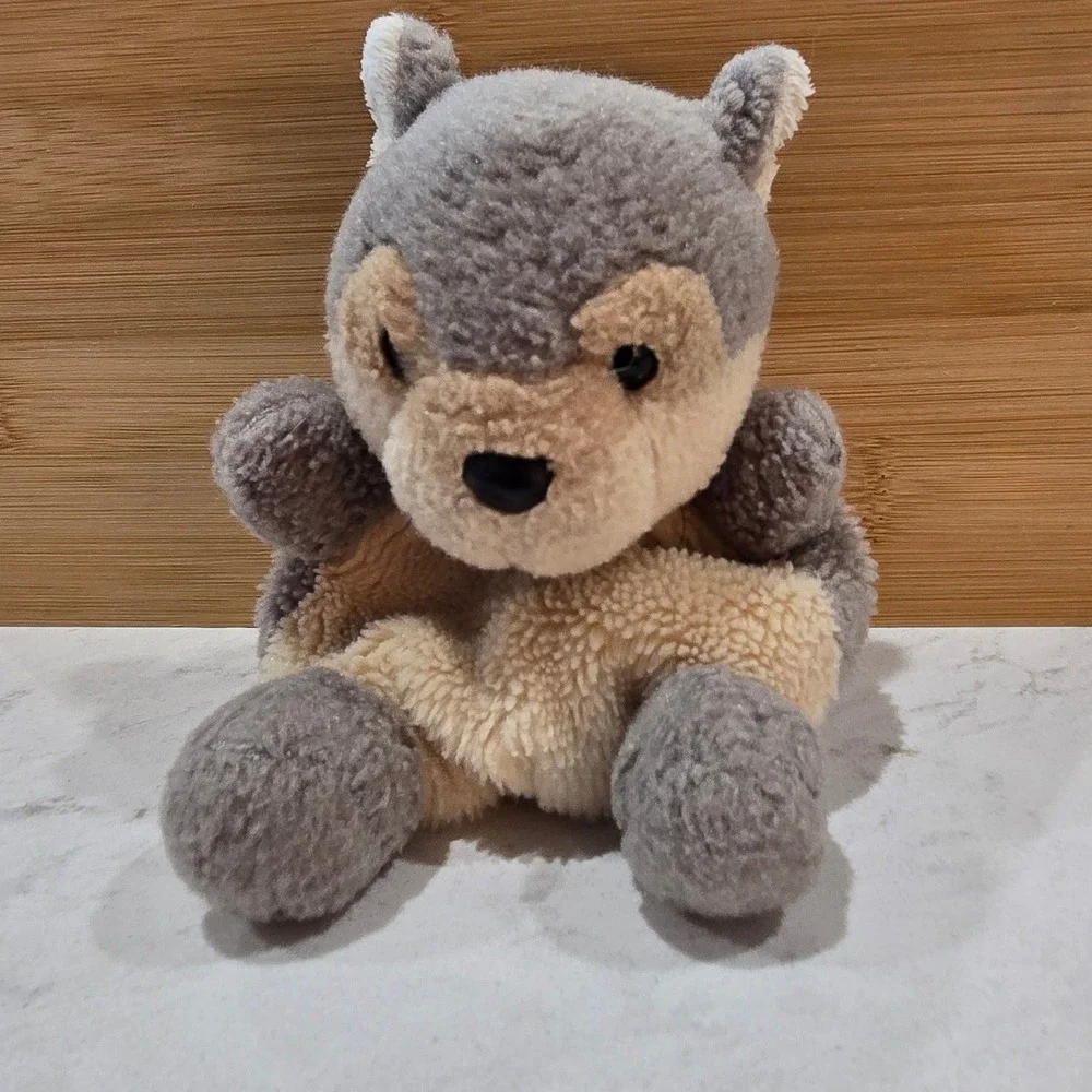 Aurora Palm Pals Lucian Wolf Plush Grey Tan Small Stuffed Animal Toy